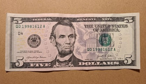 Fancy Serial Number, Birthday Note 1998/16/12 DEC 16th 1998 Five Dollar Bill - Picture 5 of 6
