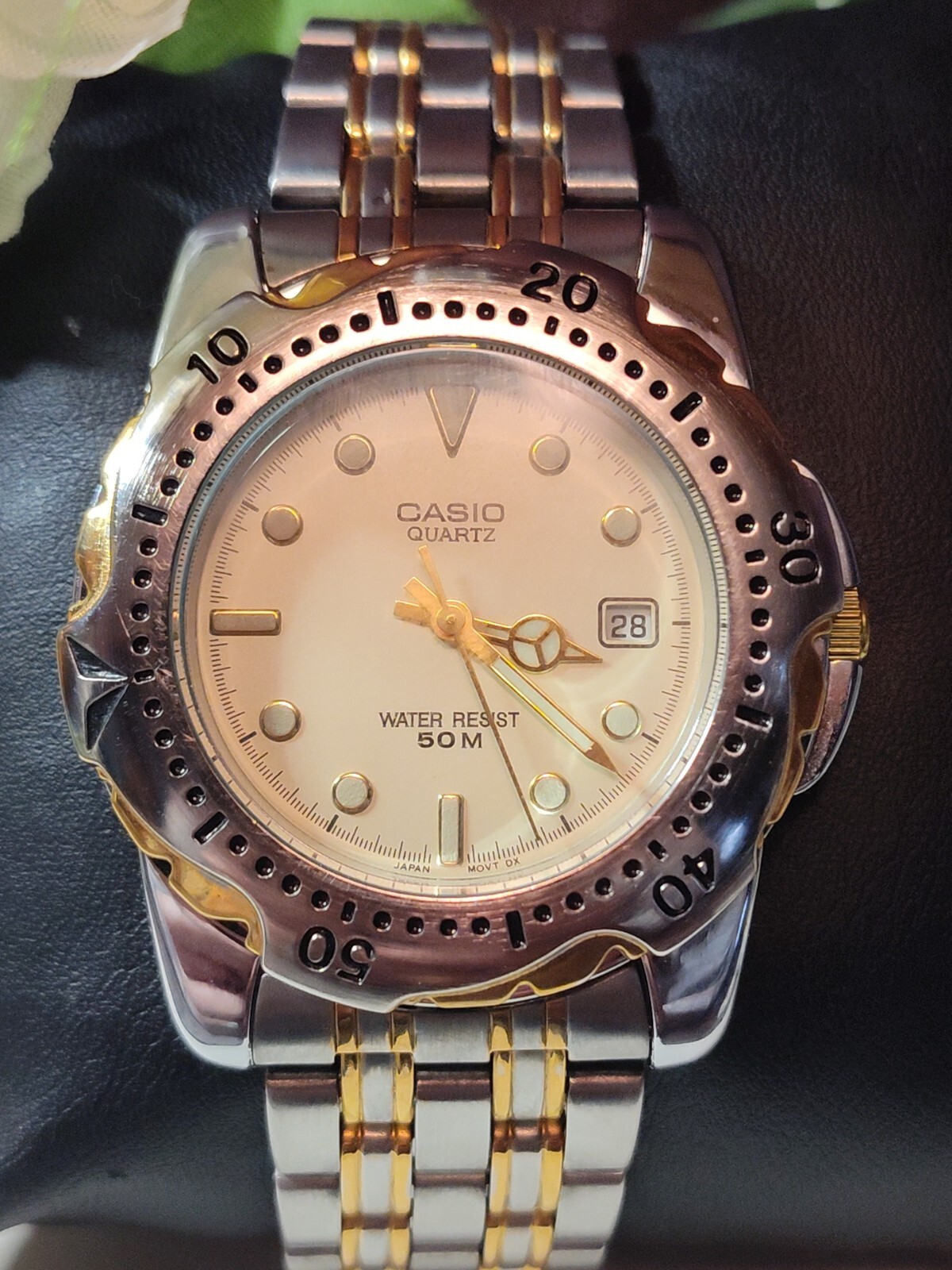 Casio Silver Tone Dial Date Indicator Rotating Be… - image 2