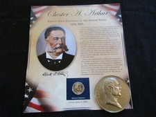 CHESTER A. ARTHUR INAUGURATION MEDAL COIN AND STAMPS COMBINATION,  PE-0321*01683