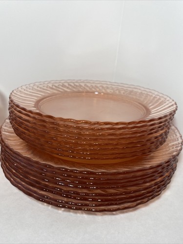 Arcoroc Pink Rosaline Swirl Bowls Salad Plates Dinner Plates France, set of 20 - Picture 3 of 5