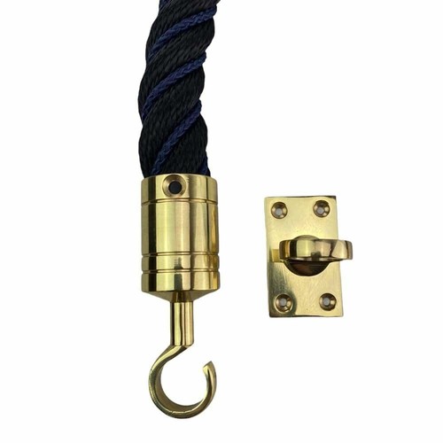 40mm Black Softline Wormed In Navy Barrier Rope x 3m c/w Brass Hooks - Picture 3 of 4