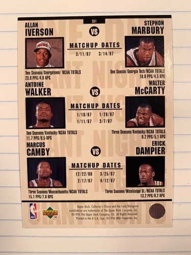 1996-97 Collectors Choice Kobe Bryant vs Shareef Abdur-Rahim One on One #361 - Picture 4 of 4