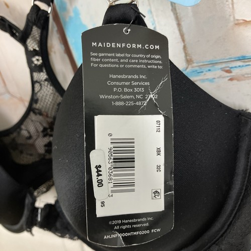 Maidenform Front Close Underwire Lacy T-Back Bra #07112 Black Size 32C NWT - Picture 6 of 11