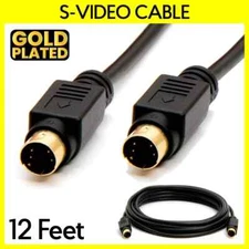 A NEW, S Video 12 Foot Cable, 4 Pin M/M SVHS, DVD, VCR Male to Male S-Video Cord