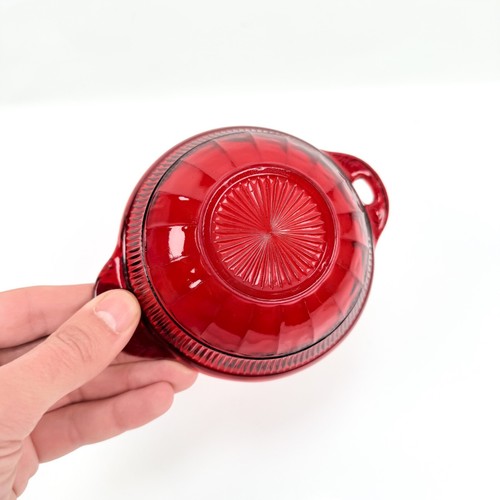 Vintage Anchor Hocking Ruby Red Glass 4.5” Jewelry Trinket Candy Dish - Picture 6 of 12