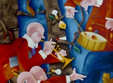 Emilio Tadini Suonatori Musicisti Autografato Serigrafia Italiano Artista Art