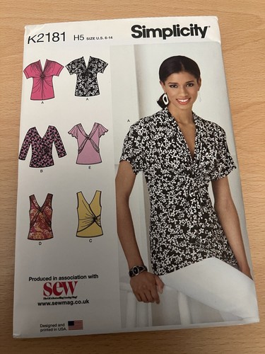 TRACKED Simplicity Sewing Pattern K2181 Twist Top For Jersey U.S Size 6-14 Uncut