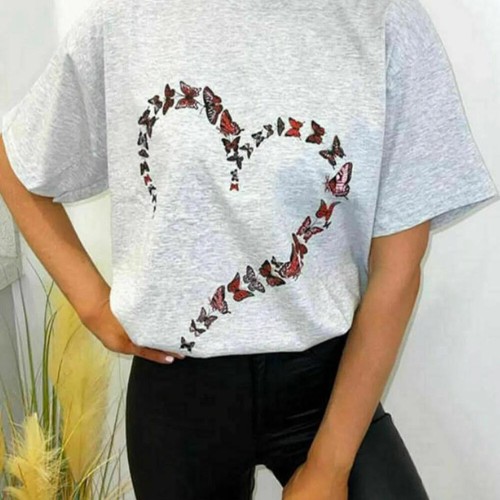Womens T Shirt Ladies Oversized Baggy Fit Short Sleeve Slogan T-shirt Tee Tops - Picture 28 of 39