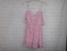 Pink Lilly women's size S White and Red Floral Shorts Romper Halter