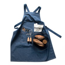 Femmes Hommes Épais Denim Tabliers Croix Arrière mi-Longueur Cuisine Fleuriste