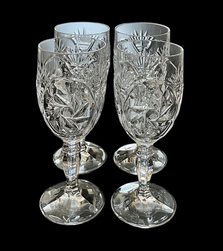 Decanter vintage bohémien cristallo taglio ceco 13"" con bicchieri da vino rotellina nuova - Foto 14 di 19