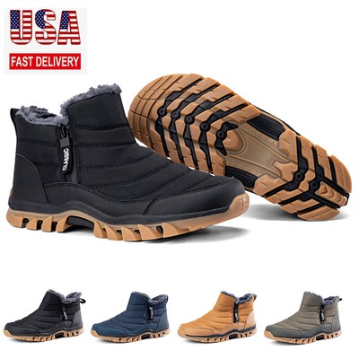Waterproof Snow Boots Men Fur Lined Ankle Brown Amazon.com | Ablanczoom Snow Boots for Men Winter Warm Fur  main image 3