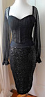 New ListingBebe Bling Black Sequin Midi Skirt Windsor Bustier Neckline Crop Top Lot Set S