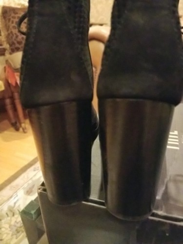 FRYE Gabby Ghillie Black Suede Lace-Up Perforated Leather Peeptoe Booties Boot 8 - Picture 4 of 9