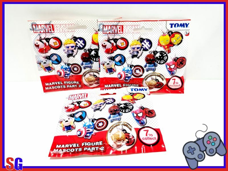 LOTTO DI 3 BUSTINE A SORPRESA TOMY MARVEL FIGURE MASCOTS PART 2 PRODOTTO NUOVO