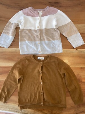 2x H&M Mädchen Cardigan Braun Beige Rosa 98