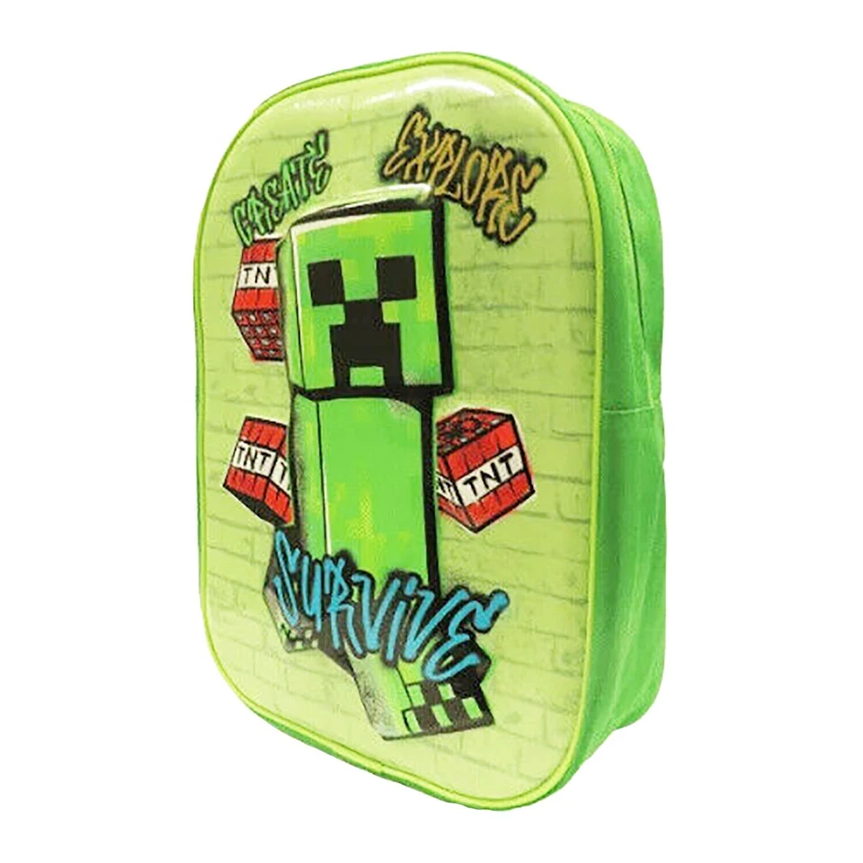Minecraft 3D Eva Rucksack Kinder Schultasche Rucksack grün erstellen Explore überleben - Bild 2 von 3