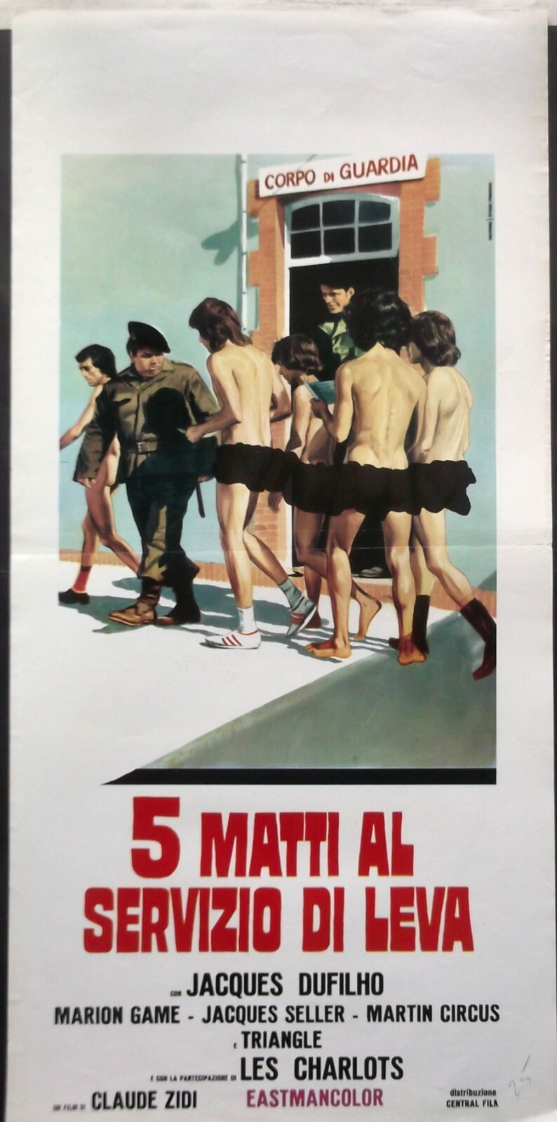 Locandina originale film Cinque matti al servizio di leva (1972) - Regia di Claude Zidi