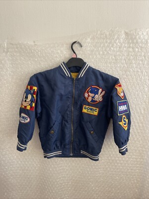 sonic the hedgehog　leather jacket Vintage 90s SEGA Sonic The Hedgehog UK Game Crew Leather