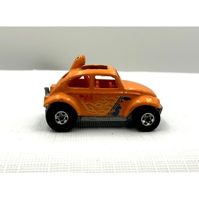 Vintage Hot Wheels Black Wall Color Racers Baja Bug Orange w/ Flames Die Cast