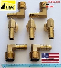 2x 1/2 HOSE BARB ELBOW X 1/2 MALE NPT Brass Pipe Fitting Gas Fuel Water air