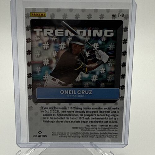 2022 Panini Donruss Oneil Cruz Trending Silver /349 Rookie RC #T-8 Pirates - Bild 3 von 3