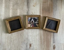 Miniature Picture Frame Magnet Decorative Gold Color 3" x 2.75" Set of 3