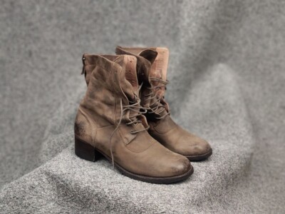 Pantanetti Design Brown Faded Leather Lace Up Womens Ankle Boots
