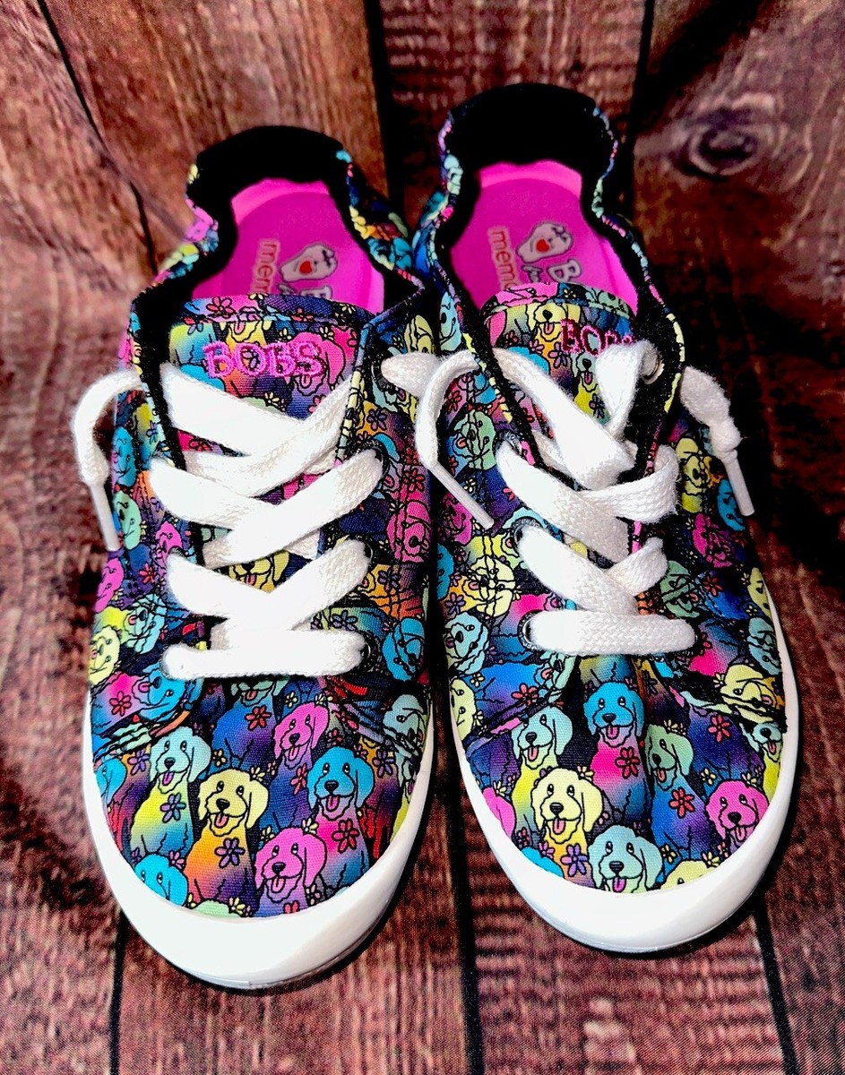 Skecher BOBS Beach Bingo Aloha Doodle Sneaker Multi Dogs Size
