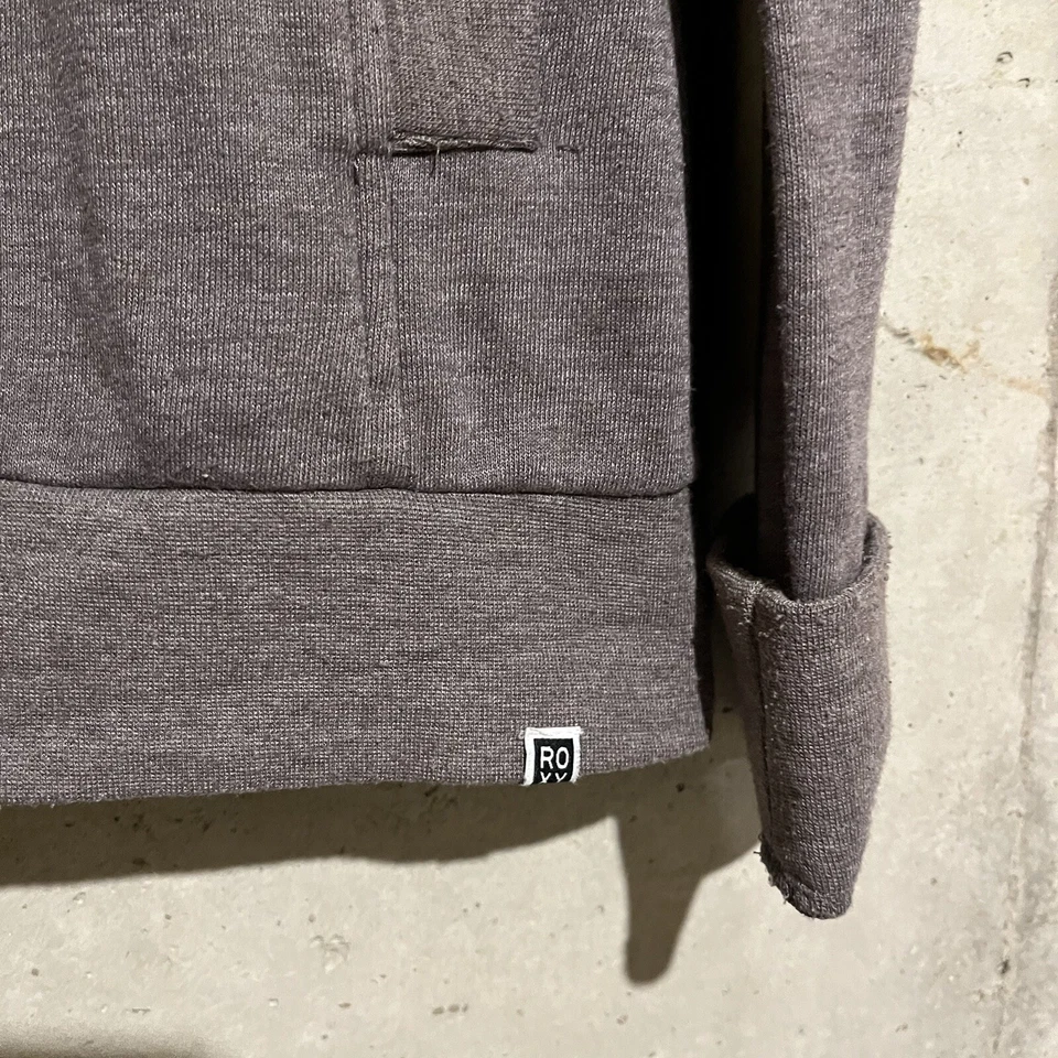 Suéter Roxy Mujer Pequeño Gris Pullover Sudadera con Capucha Cuarto Cremallera Bolsillos Foto 2 de 4