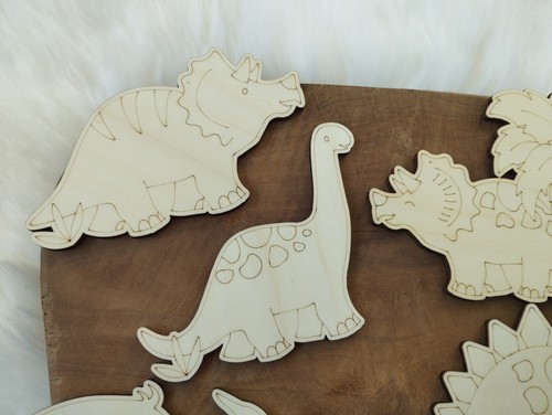 Lustige Dinosaurier aus Holz für Kinder zum selber ausmalen 11 Stück - Bild 9 von 11