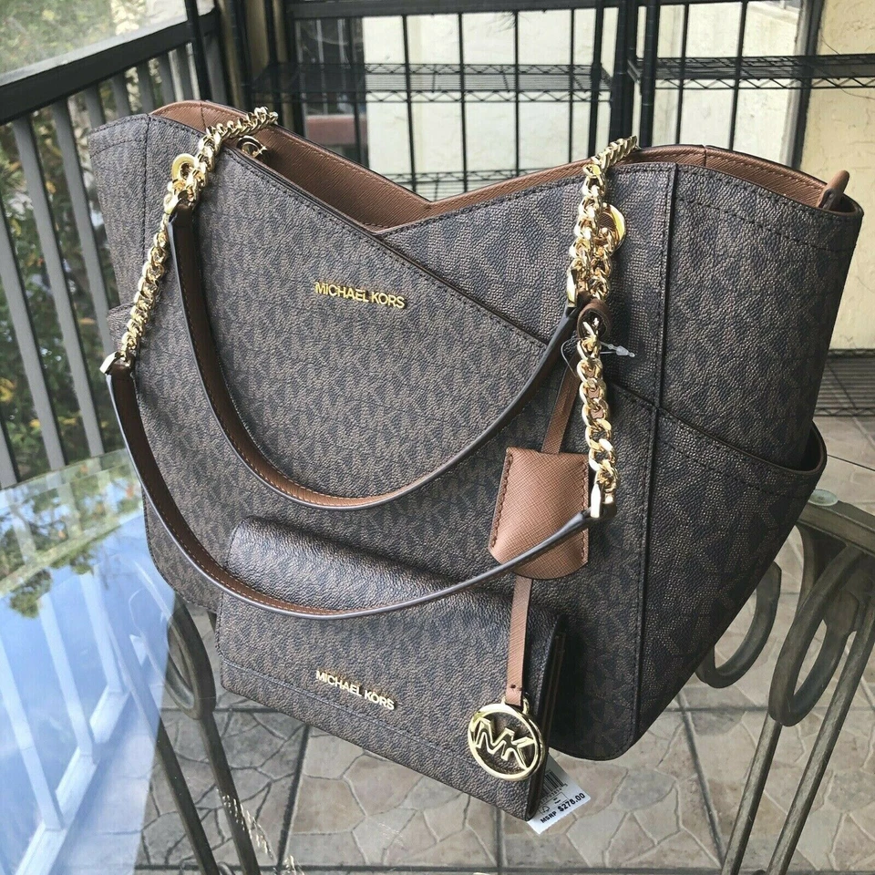 Borsa a tracolla Michael Kors in pelle o PVC borsetta borsetta + portafoglio id trifold - Immagine 2 di 4
