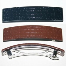 Rectangle Barrette Hair Clip Faux Alligator Crocodile Reptile New Made in France