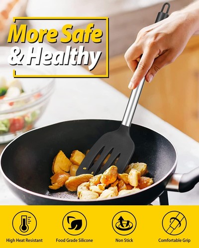 4-Piece Silicone Utensil Set: Non-Stick Spatulas & Heat-Resistant Spoons - Picture 4 of 7