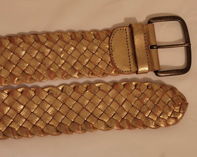 Fossil Vintage Y2k Leather Gold (metallic) Braided Belt Size  display picture 3