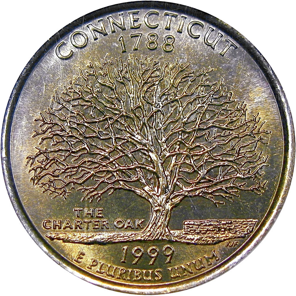 1999-P 25C NGC MS66PL PROOFLIKE CONNECTICUT ~ RARE POP 4/4 COLORFUL! - Image 4 of 4