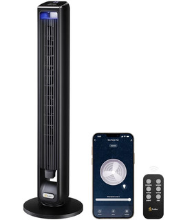 EcoNour 42in Smart Tower Fan WiFi Alexa 12 Speed Remote Black