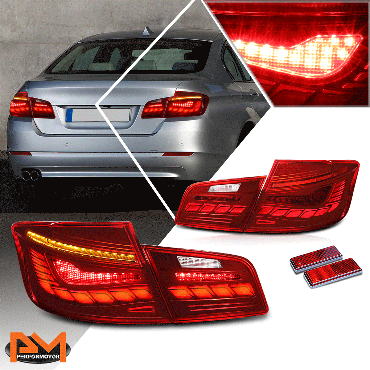 AUTOQUEENUS Rear Left Bumper Reflector For BMW 5 Series – 2011-2016, 63147842955