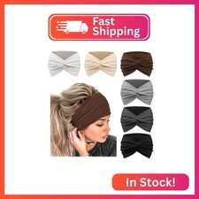 AQOKKA Extra Wide Turban Headbands for Women No Slip Boho Elastic Hairband