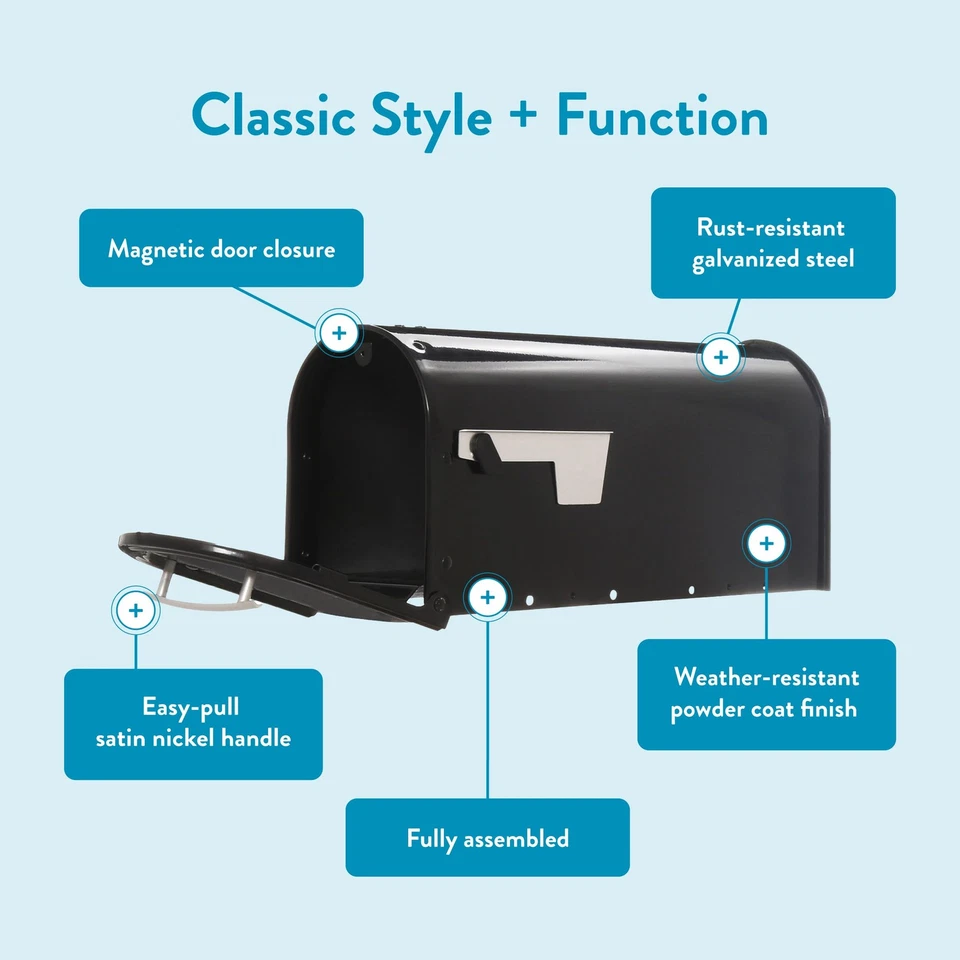 Architectural Mailboxes Franklin Post Mount Mailbox, Black with Silver Accent... - Image 4 of 4