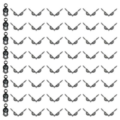 Für Bead Tips Knot Cover, 1600 Stück Clamshell Falten Perlen, schwarz