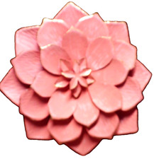 Pink Gold Metal Flower Wall Art Decor 10" Rustic Modern Floral Sculpture 1020