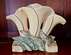 Vintage McCoy Pottery Triple Calla Lily Planter or Vase, yellow lilies