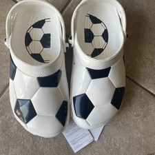 Crocs Soccer Ball Clog - Black/White - 210157-103 - Junior 6 **NEW**