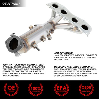 Fits:2002-2006 Toyota Camry 2.4L Front+ Rear Catalytic Converters