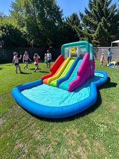 This is a large inflatable multi lane water slide also called a giant INFLATABLE