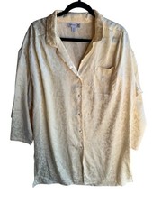 Vintage Christian Dior Lingerie Yellow Jacquard Night Shirt Boyfriend PJ M