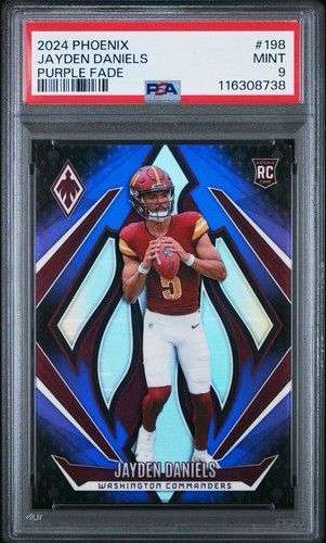 2024 Phoenix Jayden Daniels #179 Purple Fade RC Rookie ROTY PSA 9 Mint ROTY