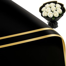Flower Bouquet Wrapping Paper, Waterproof Flower Paper Wrap, Black Korean Pap...