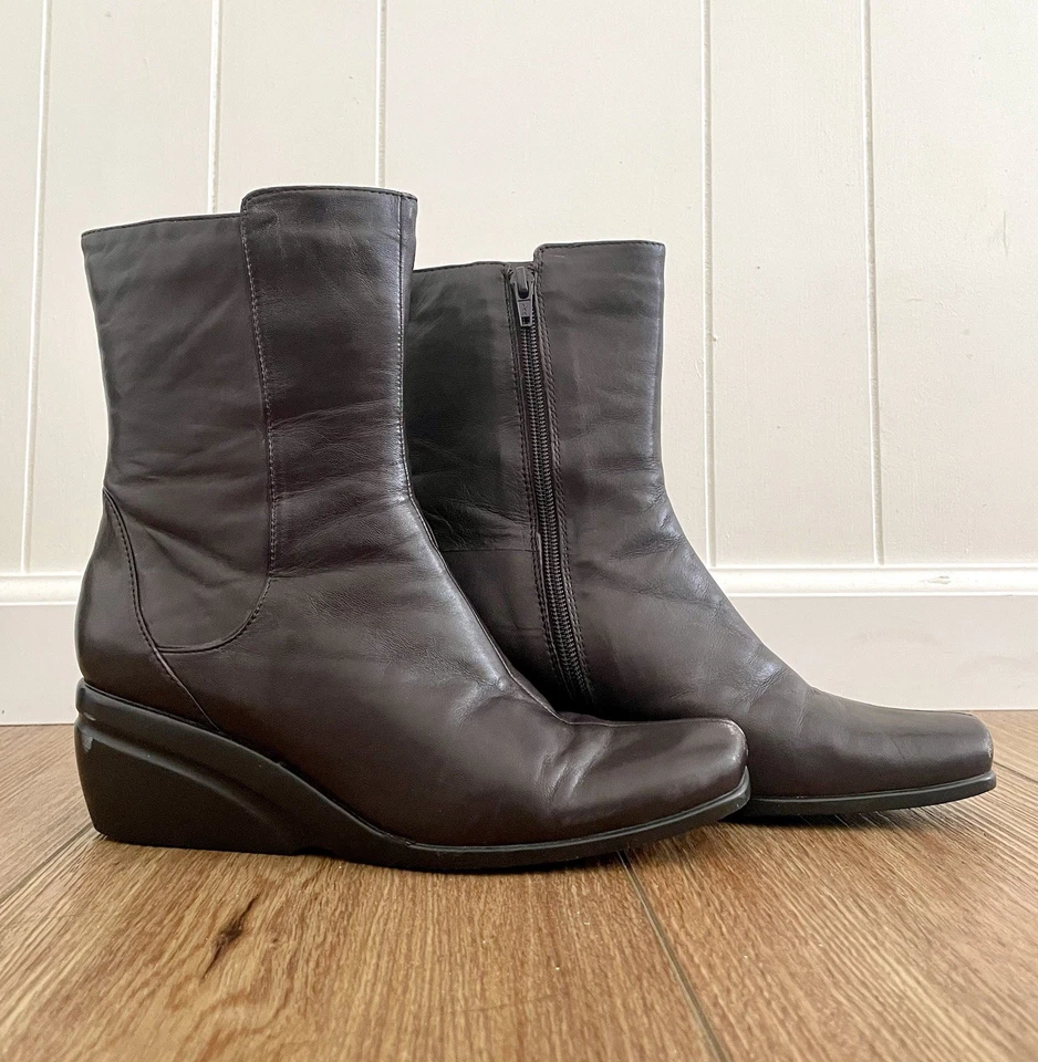 Botas de cuero Nine West para mujer marrón oscuro punta cuadrada talla 7 M EE. UU. Foto 2 de 4